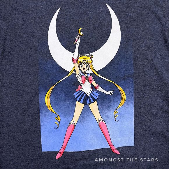 Sailor Moon Blue Grey Crewneck Men's T-Shirt - Picture 3 of 5